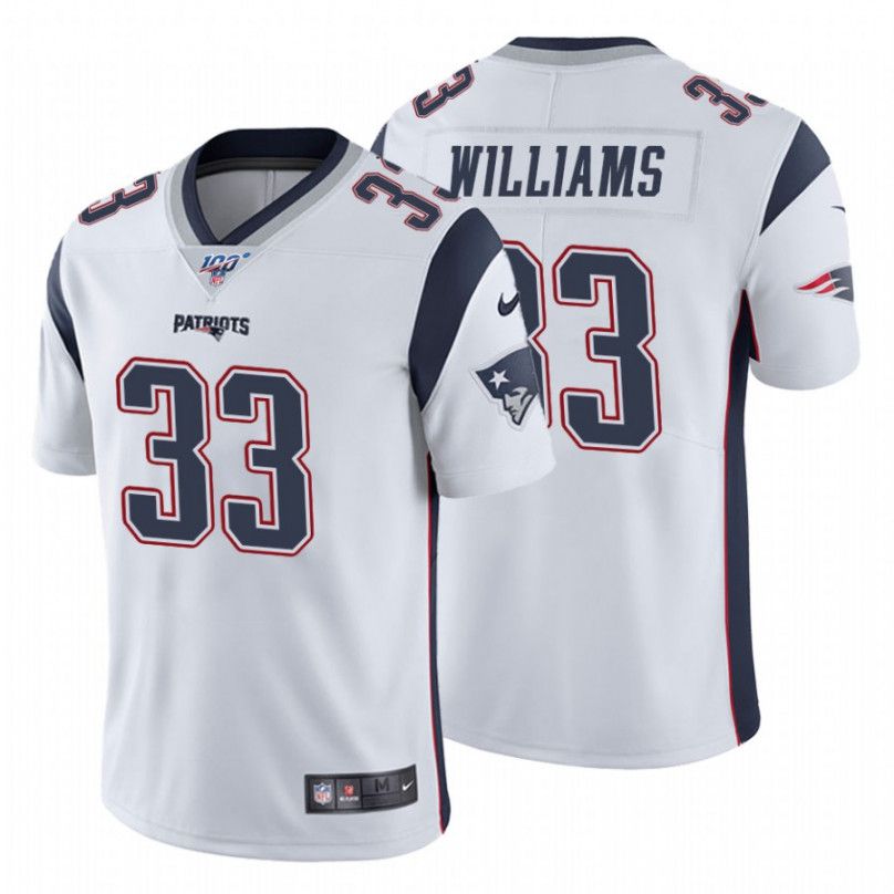 Men New England Patriots #33 Joejuan Williams Nike White 100th Vapor Limited NFL Jersey->new england patriots->NFL Jersey